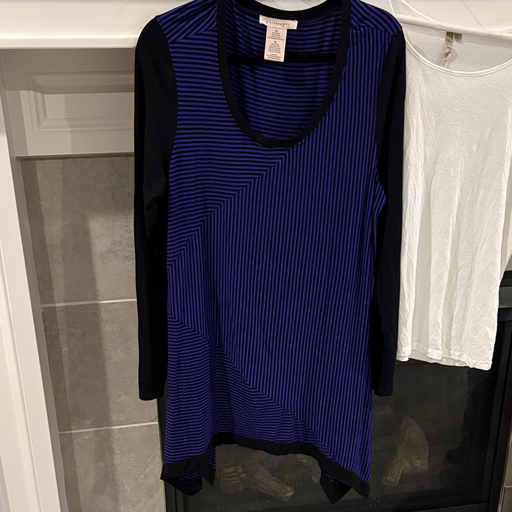 Philosophy Black and Blue Striped Tunic